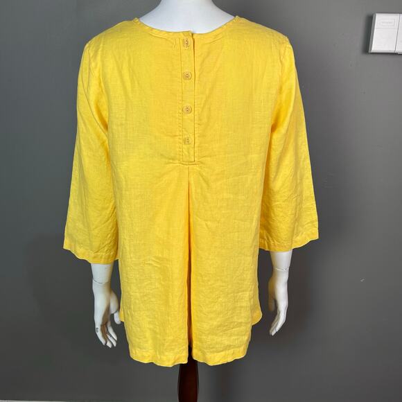 Flax top medium linen pullover yellow tunic NWT office lagenlook - Picture 7 of 14